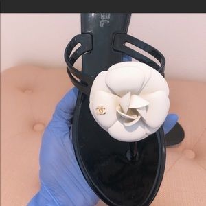 Authentic Chanel camelia thong sandals 37 NEW